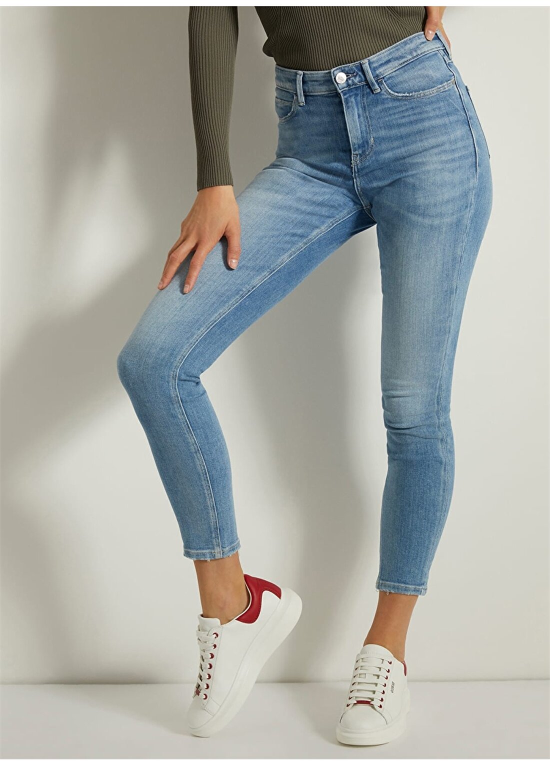 Guess Yüksek Bel Skinny Fit Mavi Kadın Denim Pantolon W1YA46D4GV3CRL1