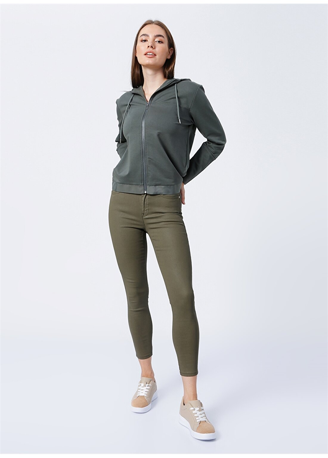 Network Slim Fit Yağ Yeşili Kadın Denim Pantolon 1081270
