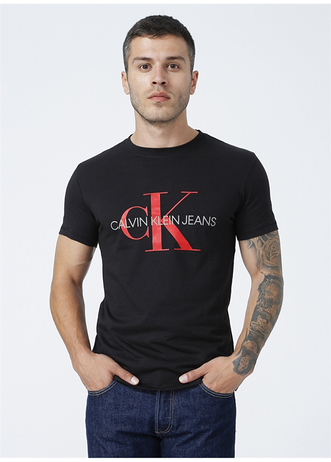 Calvin Klein Jeans Siyah Erkek Bisiklet Yaka Baskılı T-Shirt J30J3170650GM_SEASONAL MONOGRAM TEE
