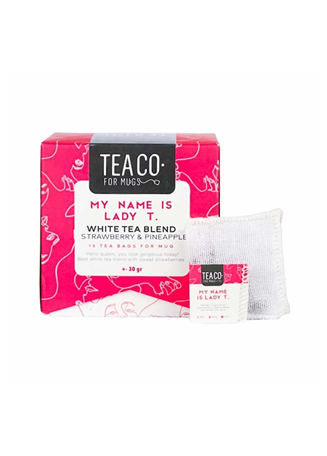 Tea Co - My Name Is Lady T. - Çilekli Ve Ananaslı Beyaz Çay - Sachet Packtea Bag Box - 30Gr