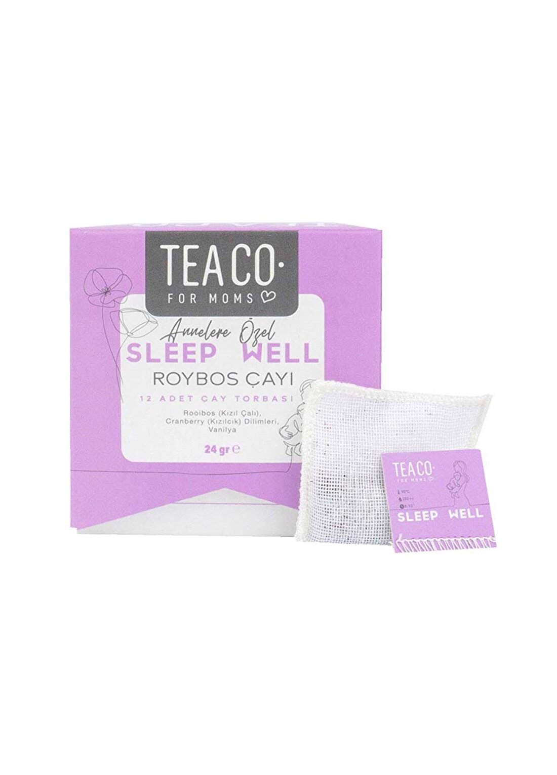 Tea Co - Sleep Well - Kızılcık Ve Vanilyalı Roybos Çayı - Tea Bag Box - 24Gr