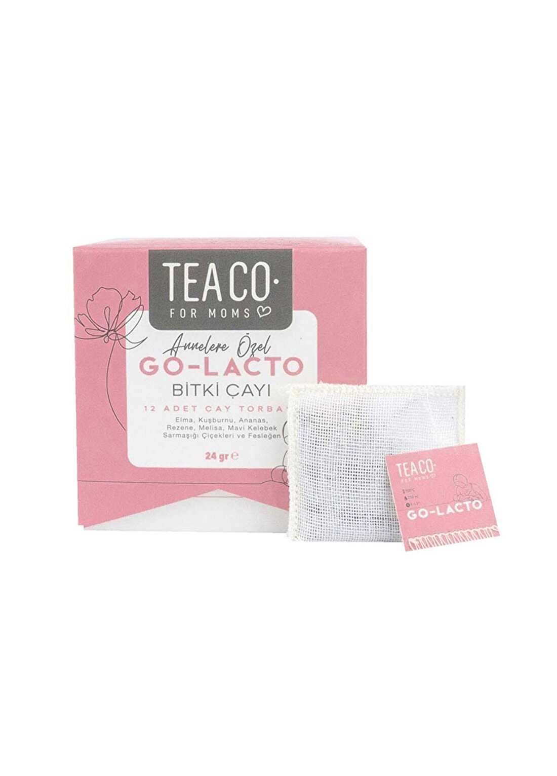 Tea Co - Go-Lacto - Melisa Ve Mavi Kelebekli Bitki Çayı - Tea Bag Box - 24Gr