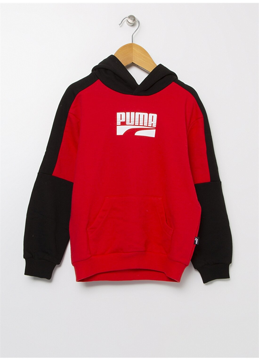 Puma Kırmızı Kapüşonlu Erkek Çocuk Düz Sweatshirt