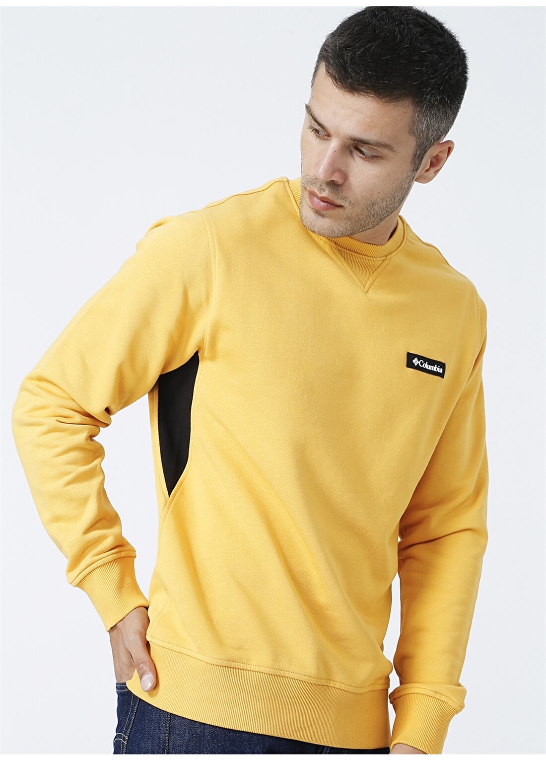 Columbia CS0095 Kapüşonlu Düz Sarı Erkek Sweatshirt