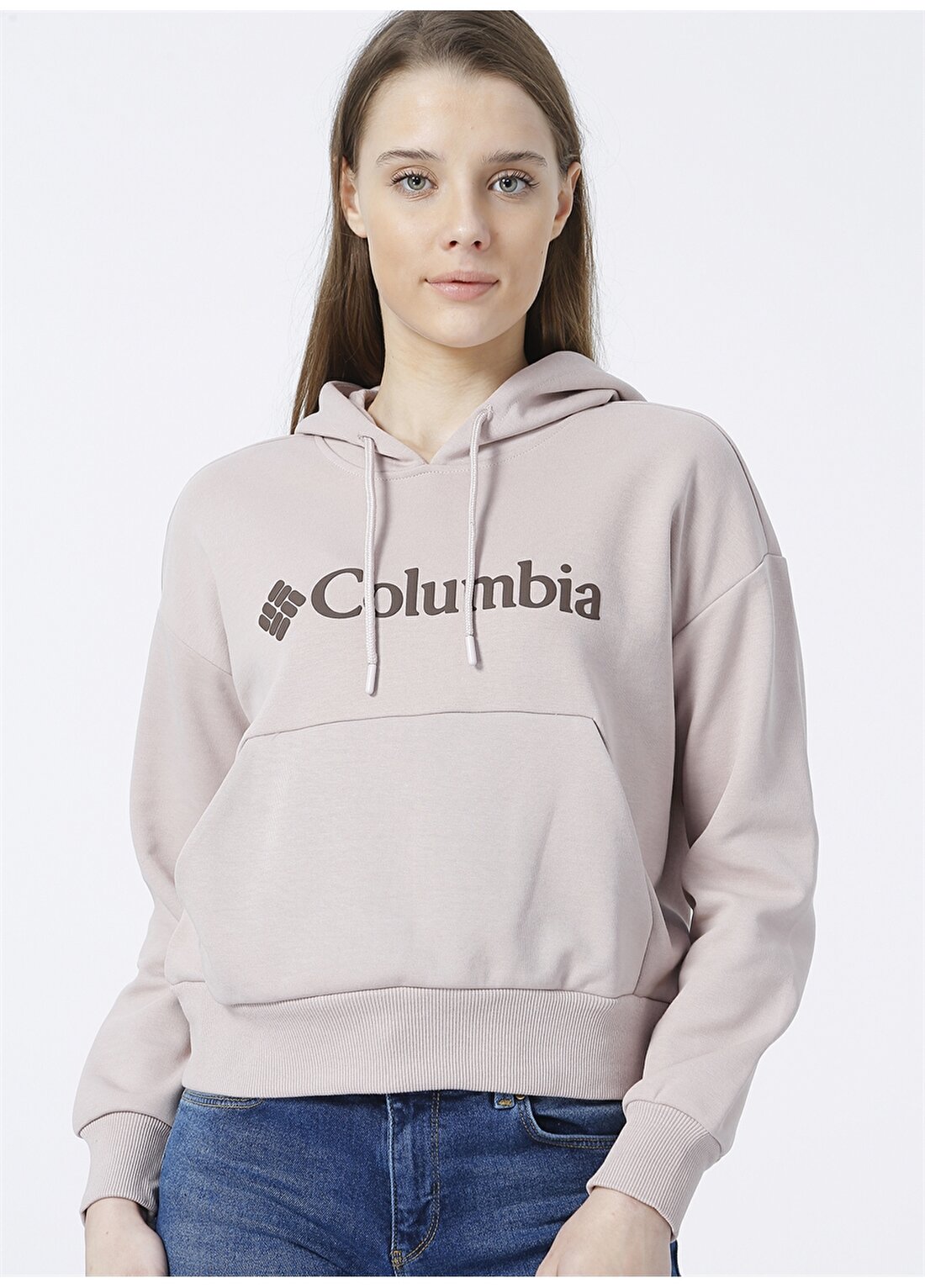 Columbia CS0208 Kapüşonlu Normal Kalıp Baskılı Pembe Kadın Sweatshirt