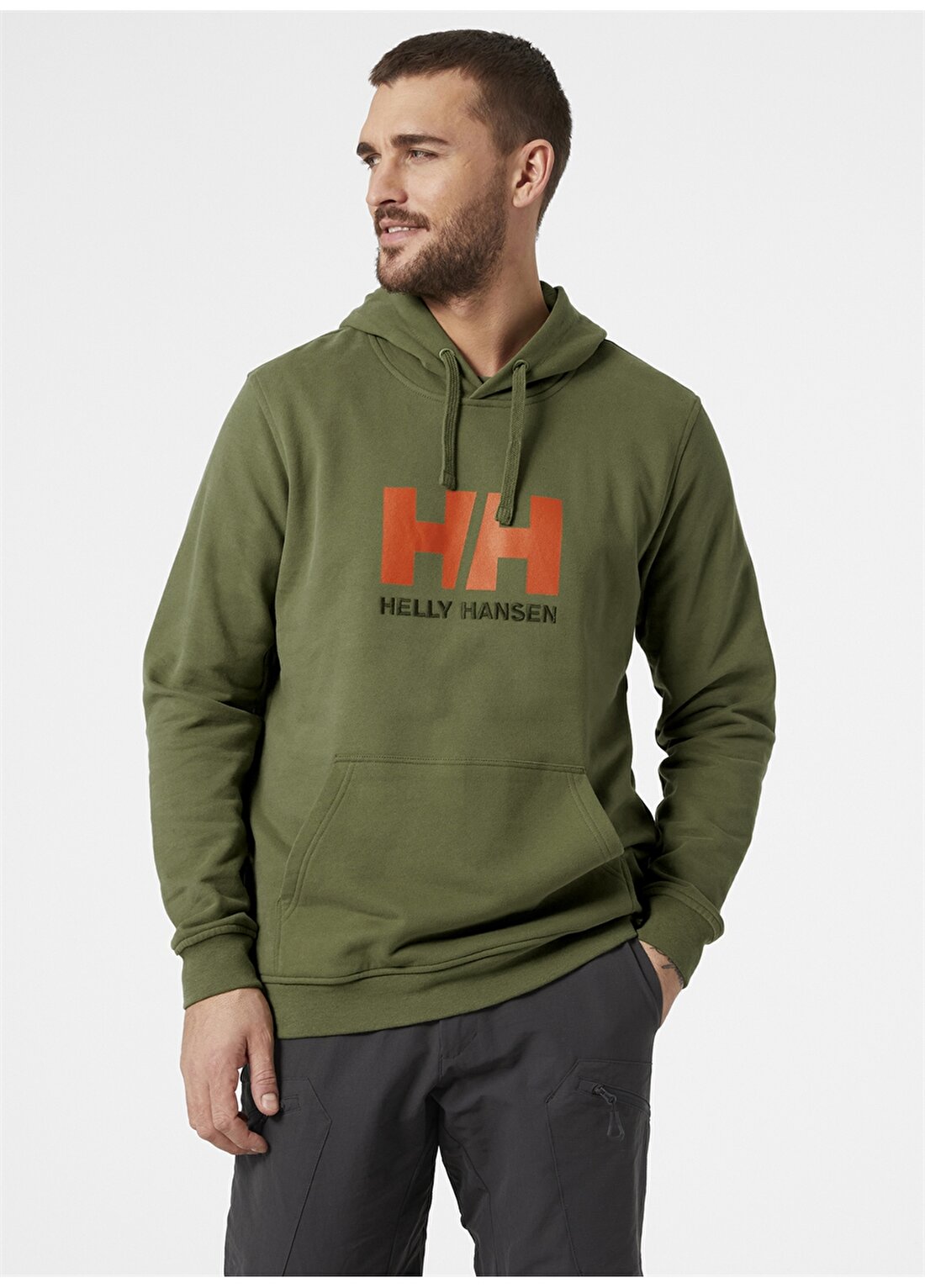 Helly Hansen Hh Hh Logo Hoodie Kapüşonlu Uzun Kollu Normal Kalıp Yeşil Erkek Sweatshirt