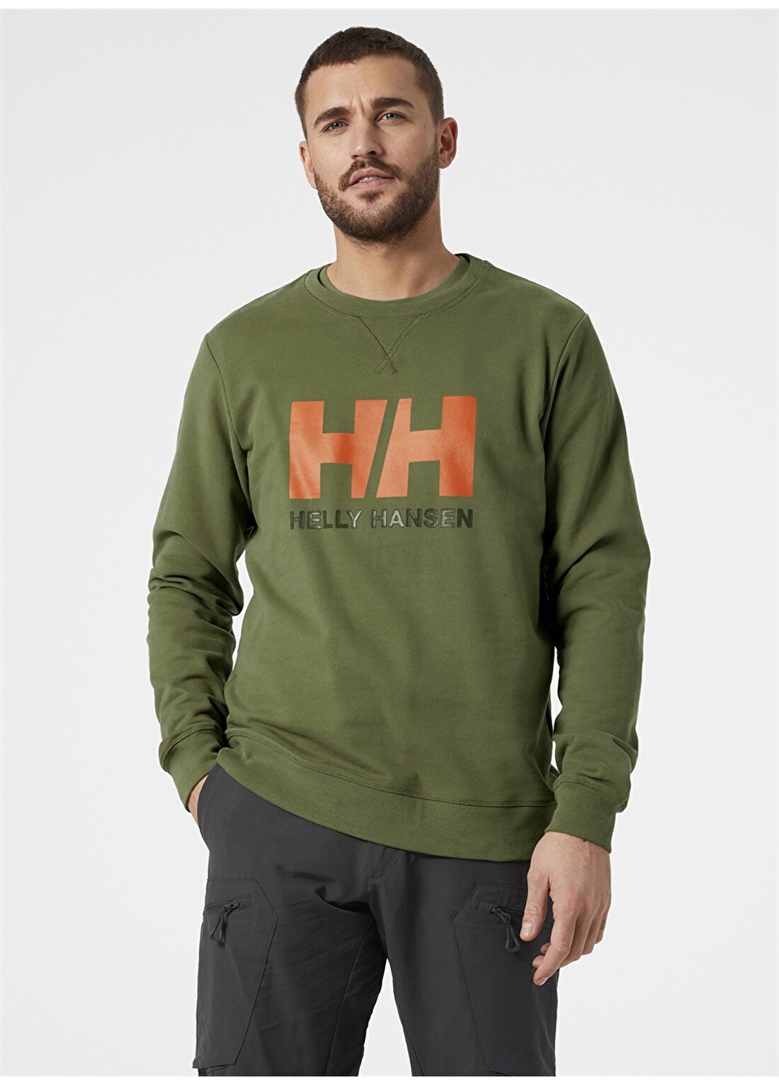 Helly Hansen Hh Hh Logo Crew Sweat Bisiklet Yaka Uzun Kollu Normal Kalıp Yeşil Erkek Sweatshirt