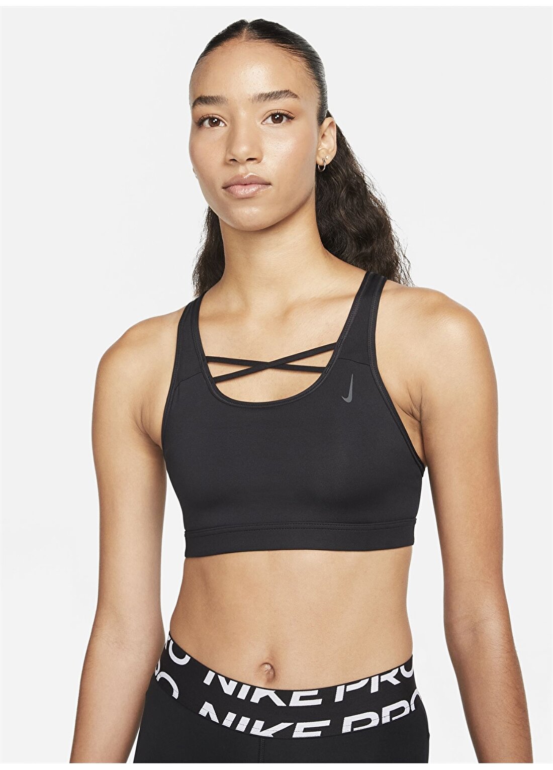 Nike Siyah Kadın O Yaka Sporcu Sütyeni DD1154-010 W NY DF SWSH STRAPPY BRA