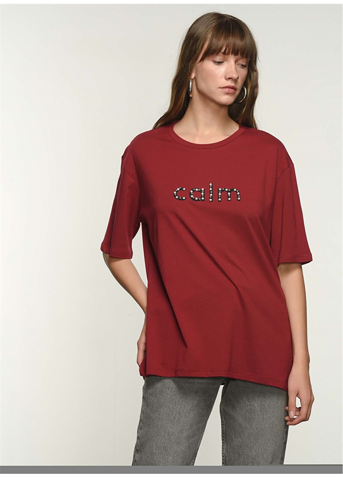 NGSTYLE Bordo Kadın T-Shirt NGW21T05