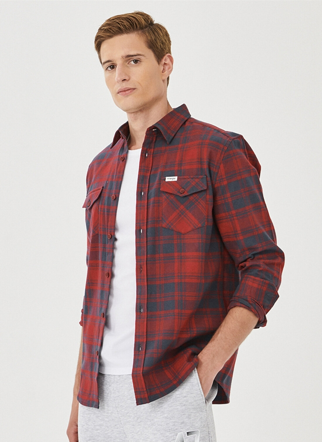 Wrangler Normal Kareli Kırmızı Erkek Gömlek W5M8T2X2G_Twill Check Shirt