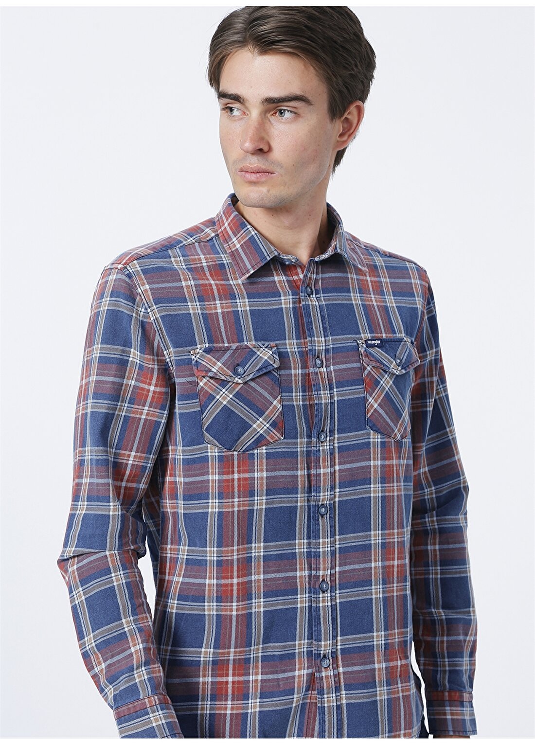 Wrangler Kareli Lacivert Erkek Gömlek W212014410_Long Sleeve Check Shirt