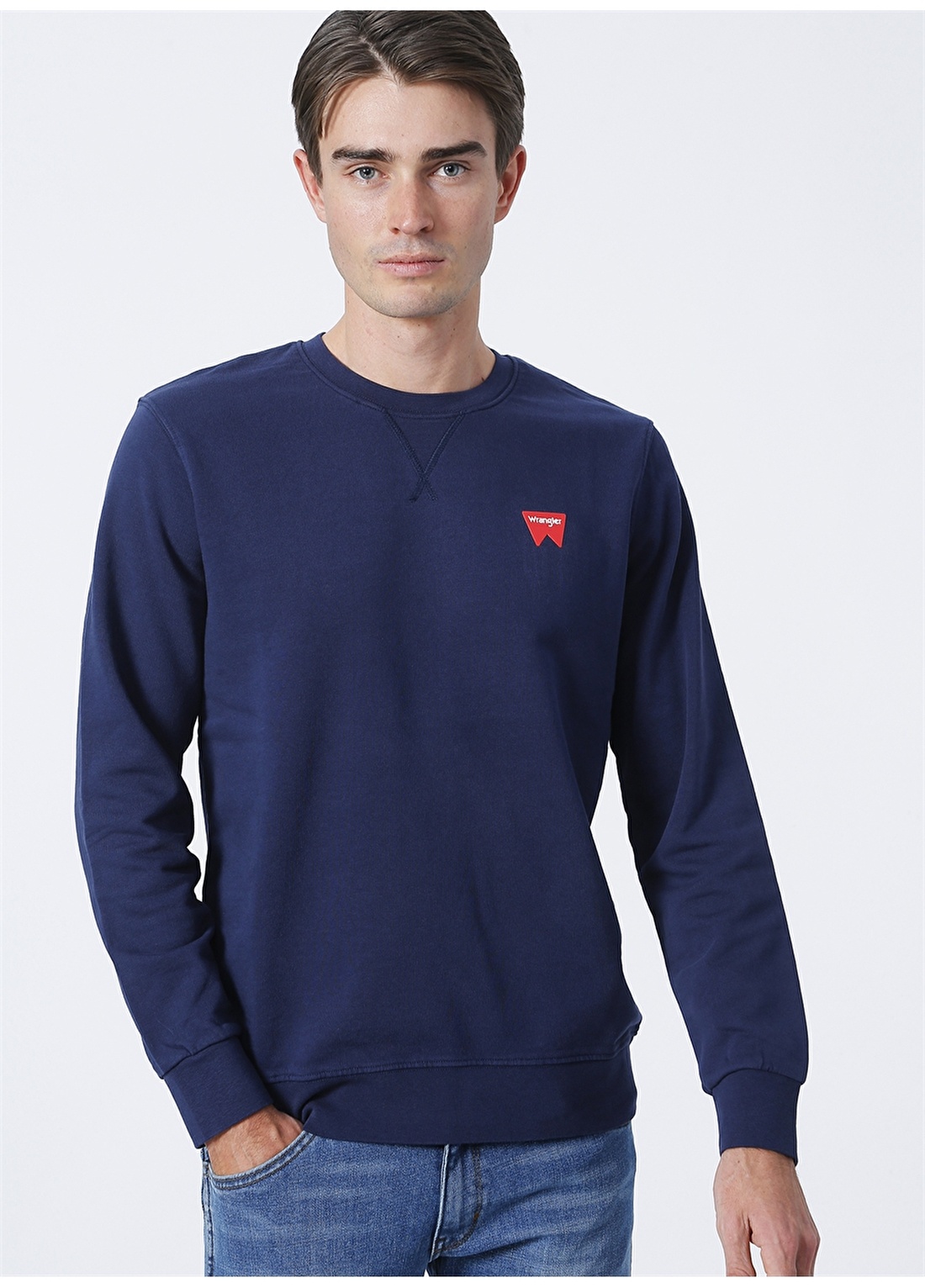 Wrangler W6589ha35 Bisiklet Yaka Regular Fit Baskılı Lacivert Erkek Sweatshirt