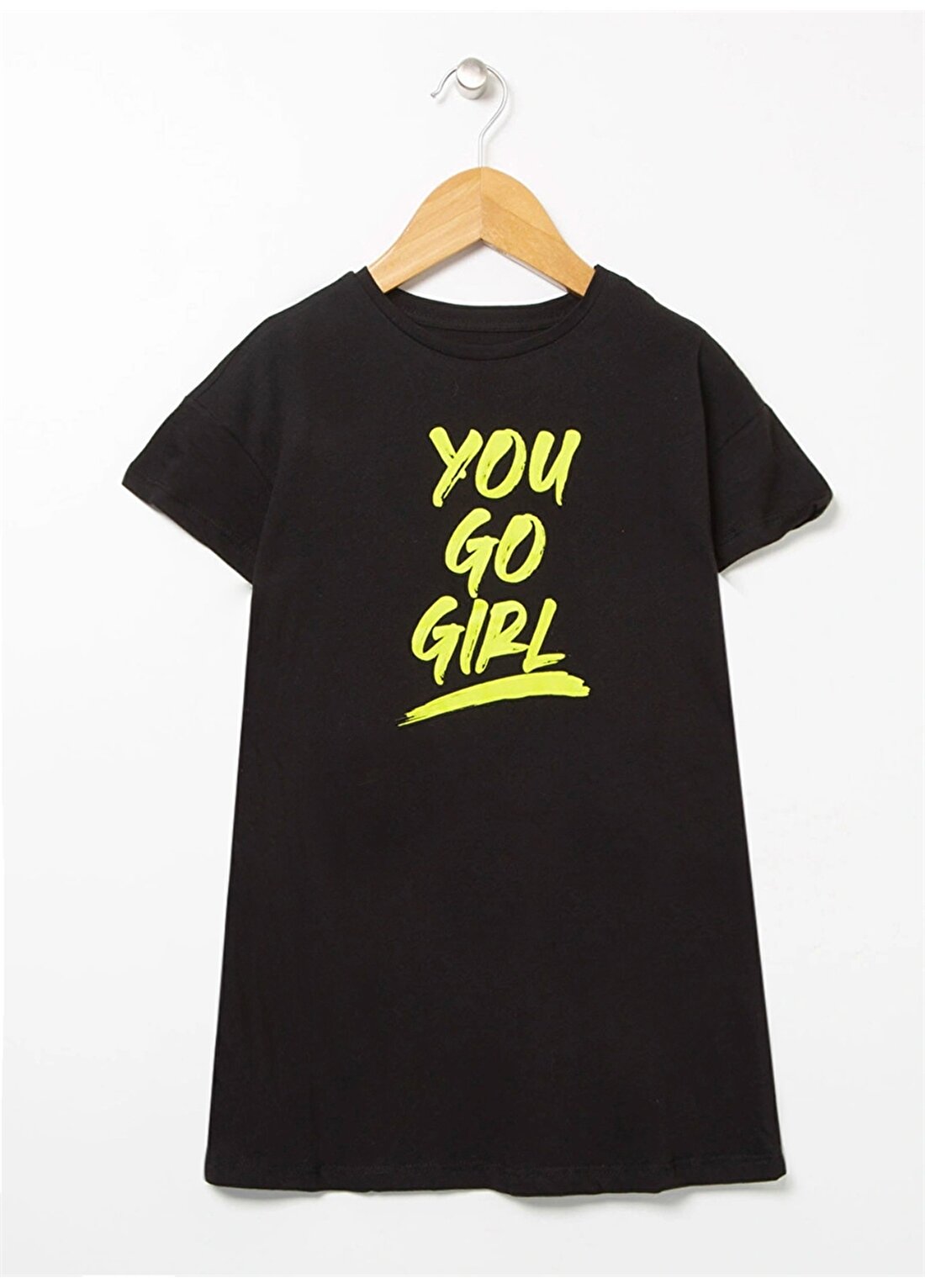 Limon Baskılı Siyah Kız Çocuk Diz Üstü Elbise BSC GIRL 34