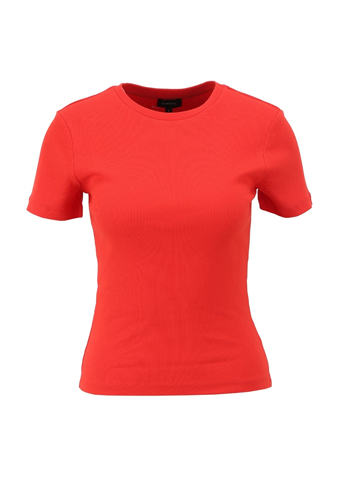 Fabrika Kırmızı Kadın Bisiklet Yaka Basic T-Shirt TEO