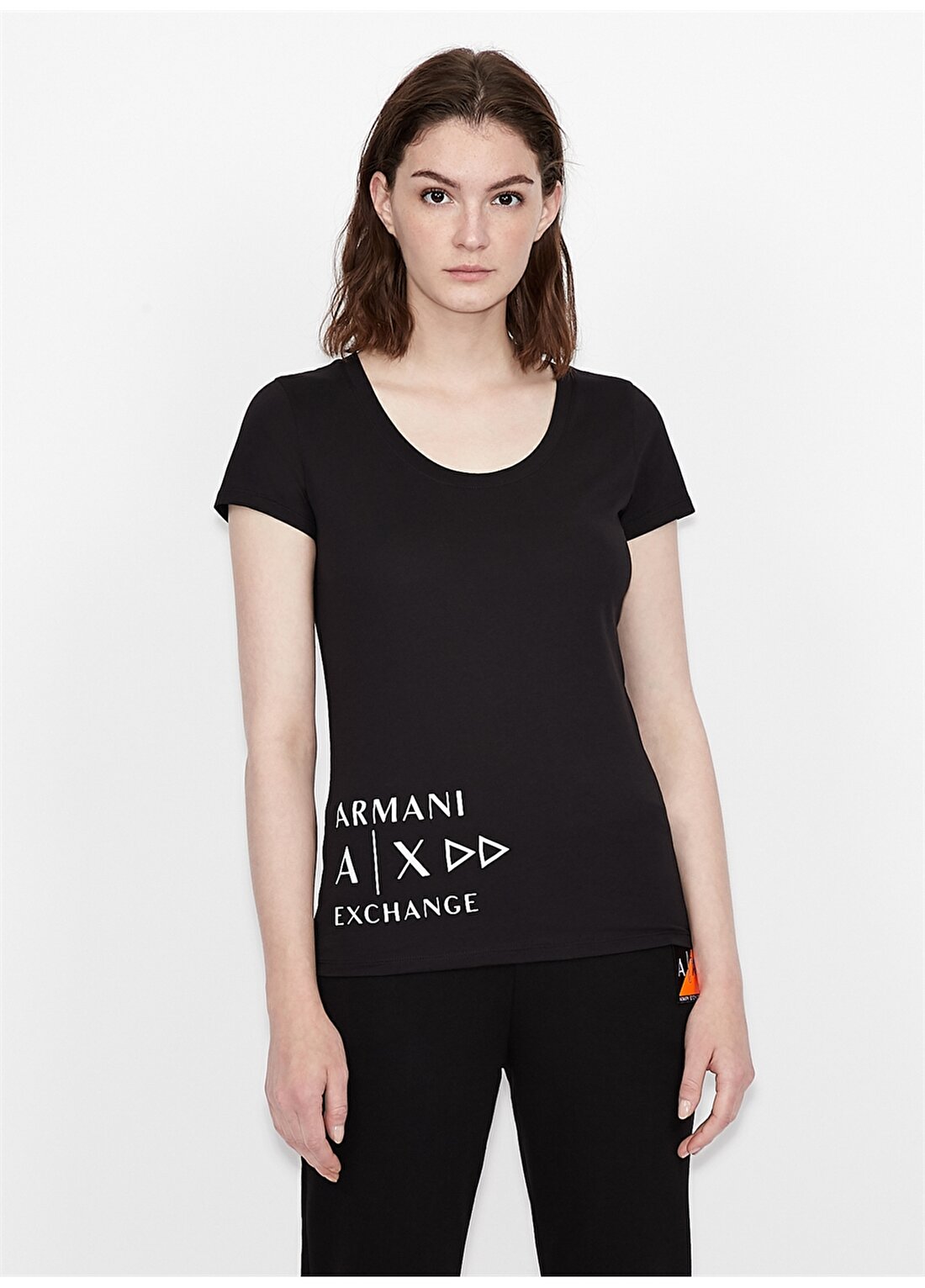 Armani Exchange Yuvarlak Yaka Siyah Kadın T-Shirt 6KYTGB
