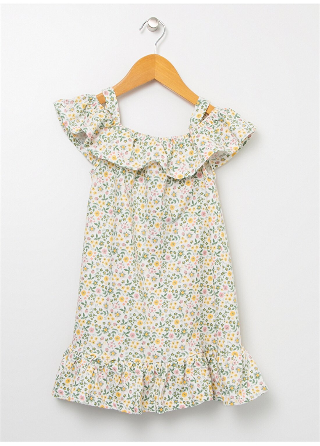 Limon Limon Sn-70 Ekru Straplez Geniş Fit Kız Çocuk Desenli Elbise Elbise