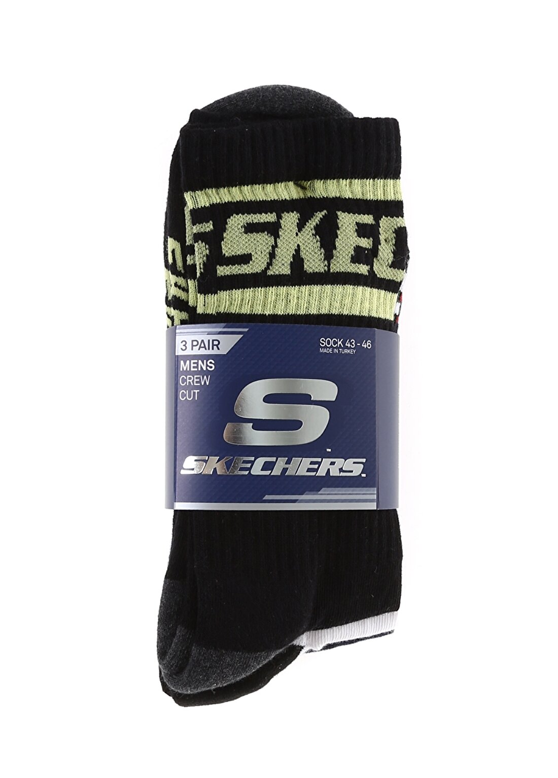 Skechers S201318-900 M S Logo Crew 3Pac Çok Renkli Unisex Çorap