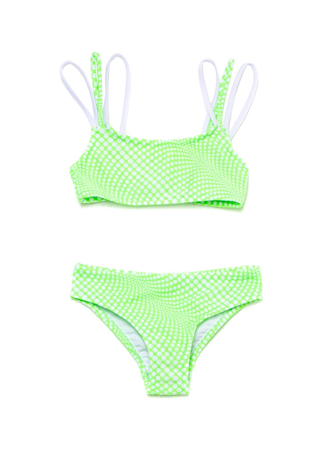 Funky Rocks Yeşil - Beyaz U Yaka Standart Fit Kız Çocuk Bikini Takım
