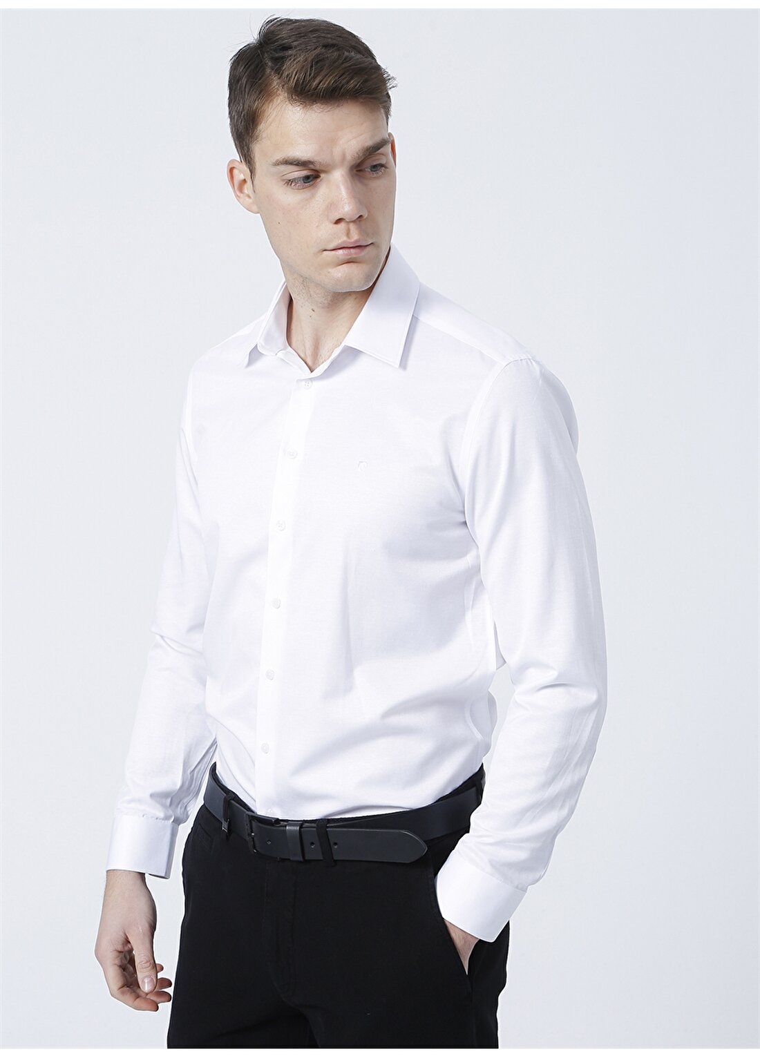Pierre Cardin Medellin-2 Klasik Yaka Uzun Kollu Slim Fit Düz Beyaz Erkek Gömlek