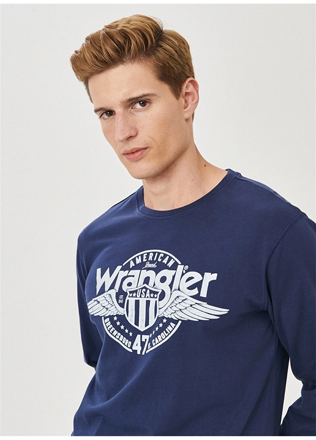 Wrangler W7J5D3114 O Yaka Kısa Kollu Regular Fit Baskılı Lacivert Erkek T-Shirt