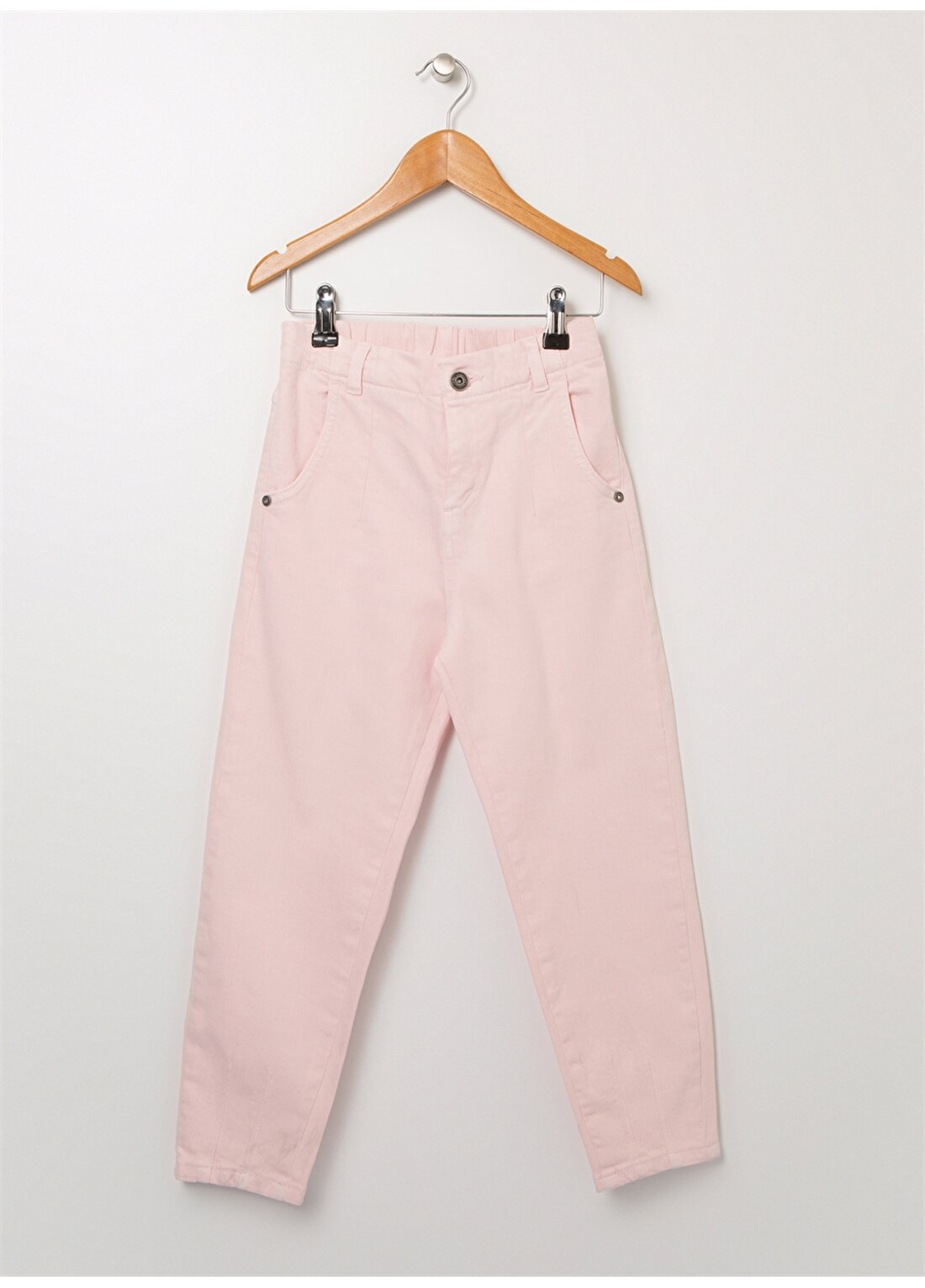 Limon Pink Girl D2 Yüksek Bel Geniş Fit Düz Açık Pembe Kız Çocuk Pantolon