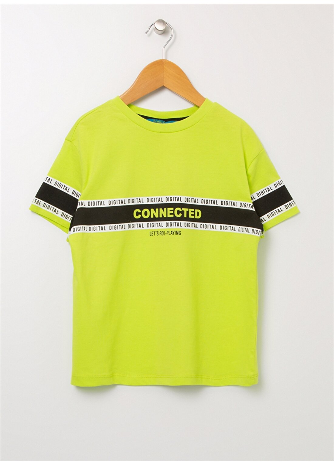 Funky Rocks Cg-13 Neon Yeşil Bisiklet Yaka Standart Fit Baskılı Erkek Çocuk T-Shirt