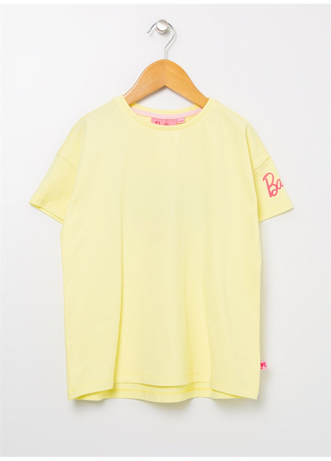 Barbie 22BS-114 Bisiklet Yaka Standart Kalıp Baskılı Sarı Kız Çocuk T-Shirt