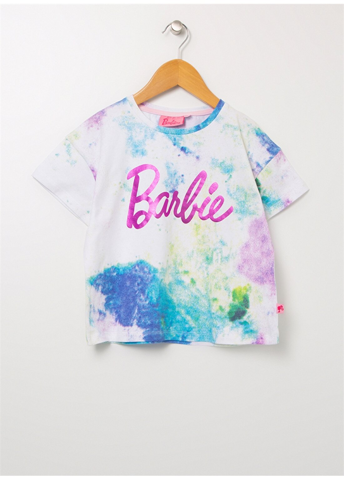 Barbie 22BS-113 Bisiklet Yaka Standartkalıp Baskılı Çok Renkli Kız Çocuk T-Shirt