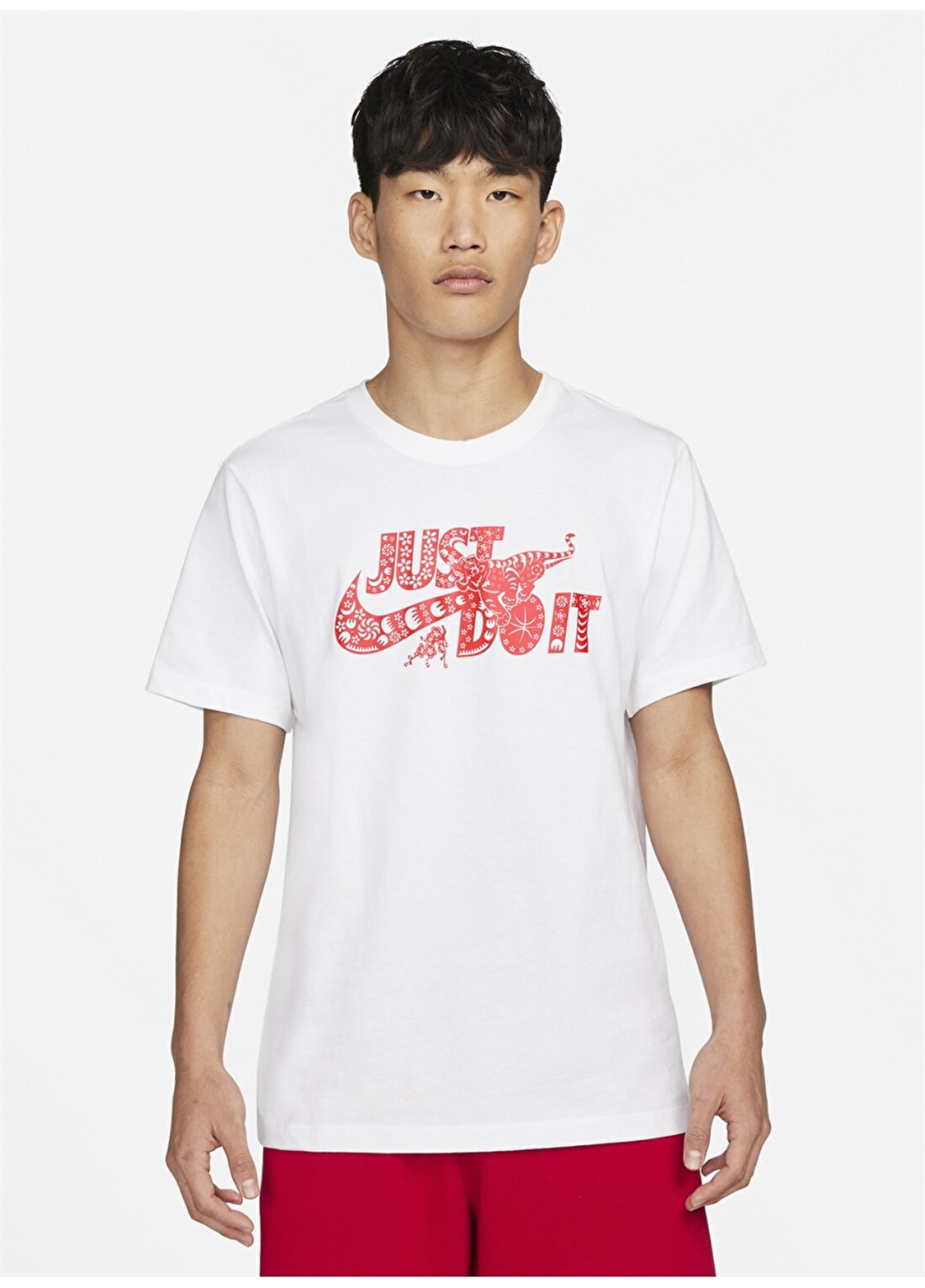 Nike Bisiklet Yaka Düz Beyaz Erkek T-Shirt DN3037-100 M NK OC F JDI SS TEE
