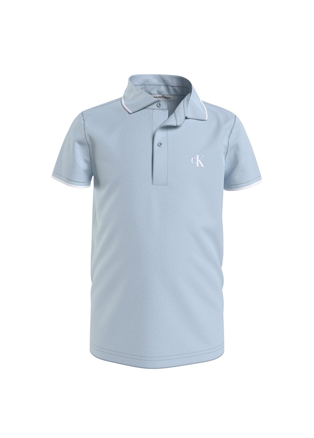 Calvin Klein Düz Mavi Erkek Çocuk Polo T-Shirt IB0IB01244-MONOGRAM TIPPING FITTED