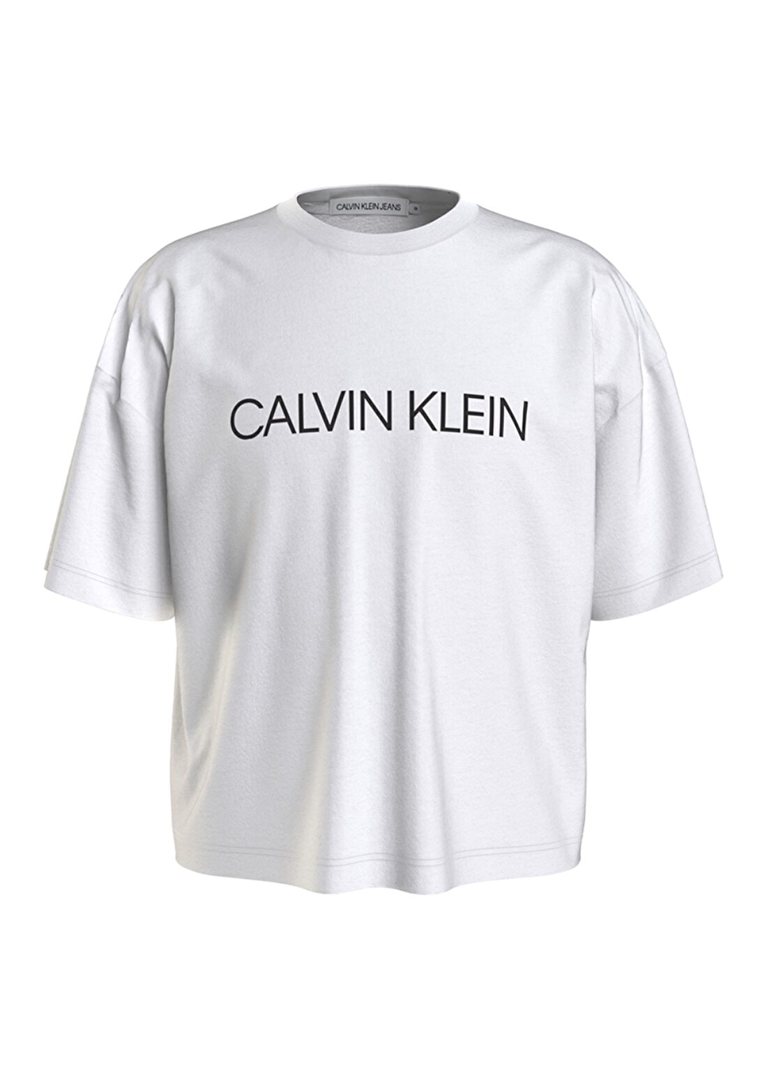 Calvin Klein Ig0ig01064-Institutional Logo Boxy Bisiklet Yaka Normal Kalıp Düz Beyaz Kız Çocuk T-Shirt