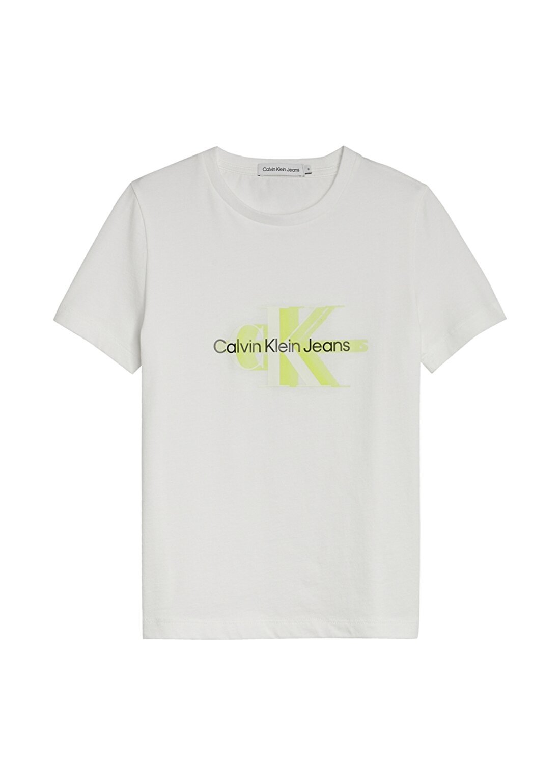 Calvin Klein Düz Beyaz Erkek Çocuk T-Shirt IB0IB01219-PERFORATED GLOW MONOGRAM