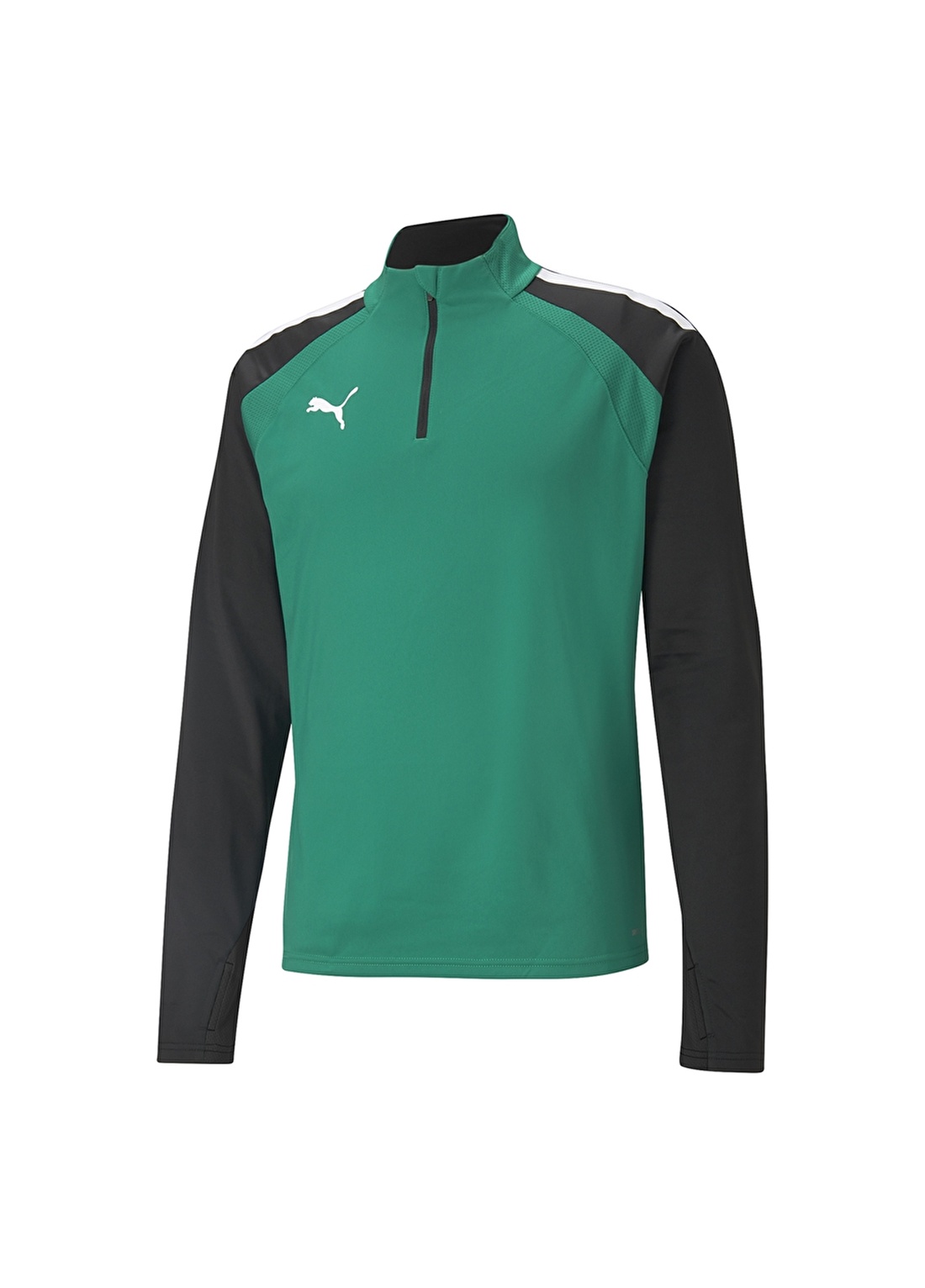 Puma 65723605 Teamliga 1/4 Zip Top Fermuarlı Normal Kalıp Düz Yeşil Erkek Sweatshirt