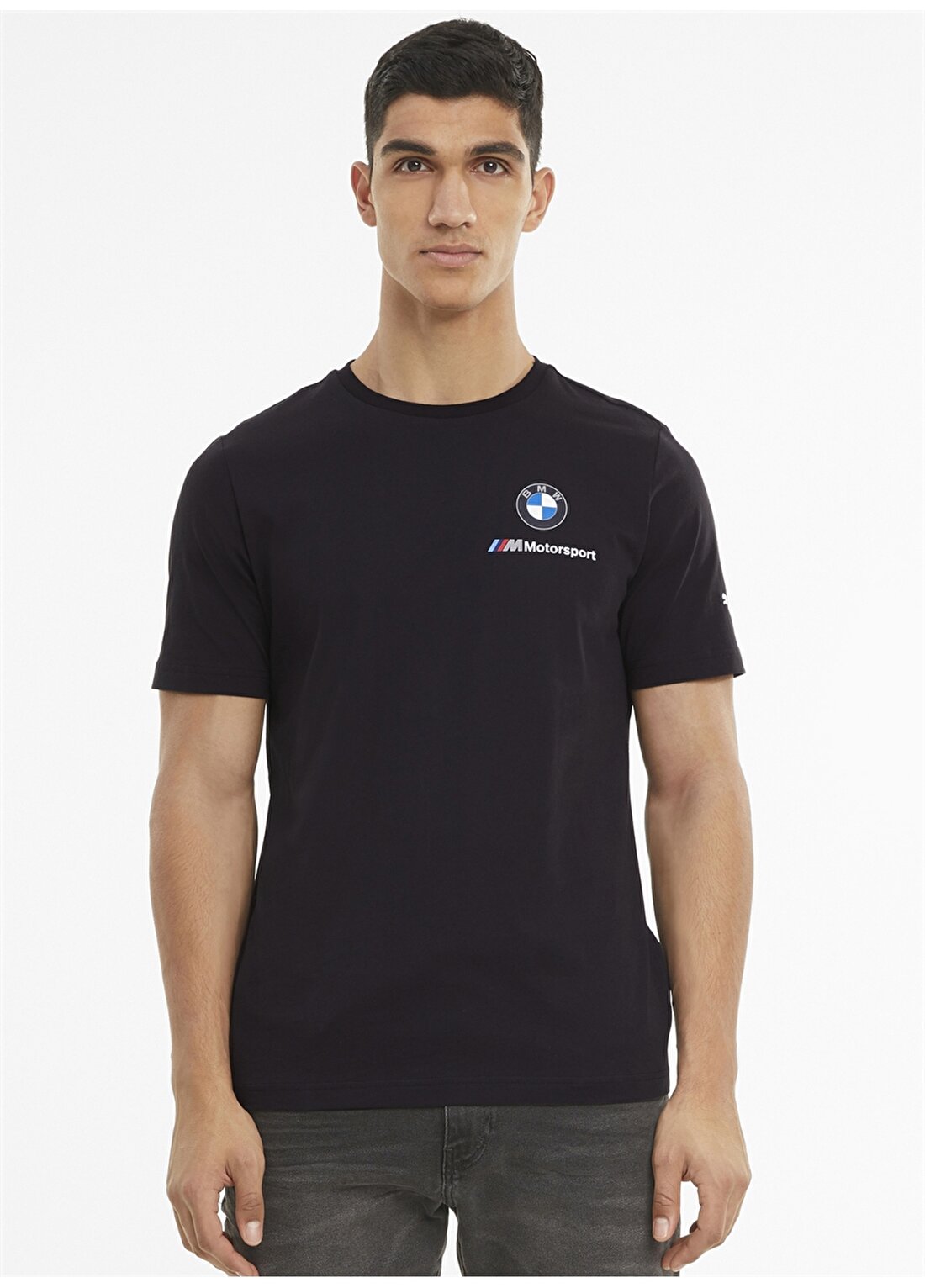 Puma 59953501 BMW MMS ESS Small Logo Tee O Yaka Normal Kalıp Düz Siyah Erkek T-Shirt