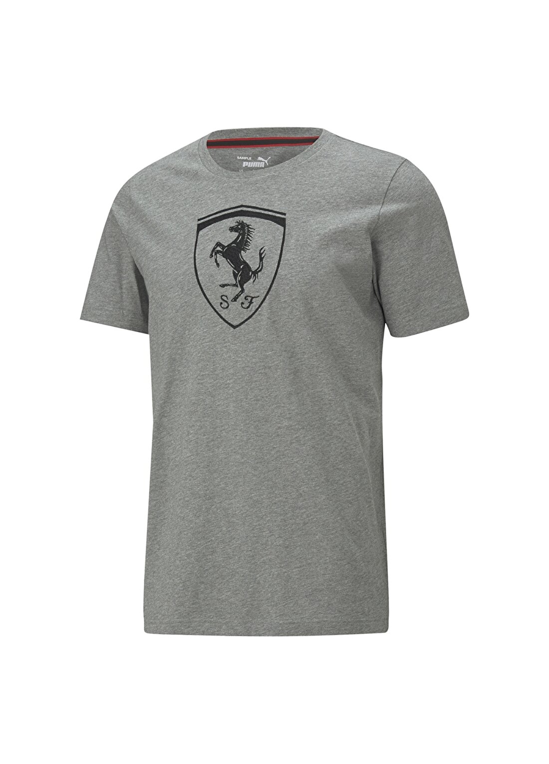 Puma 59984903 Ferrari Race Big Shield O Yaka Normal Kalıp Baskılı Gri Erkek T-Shirt