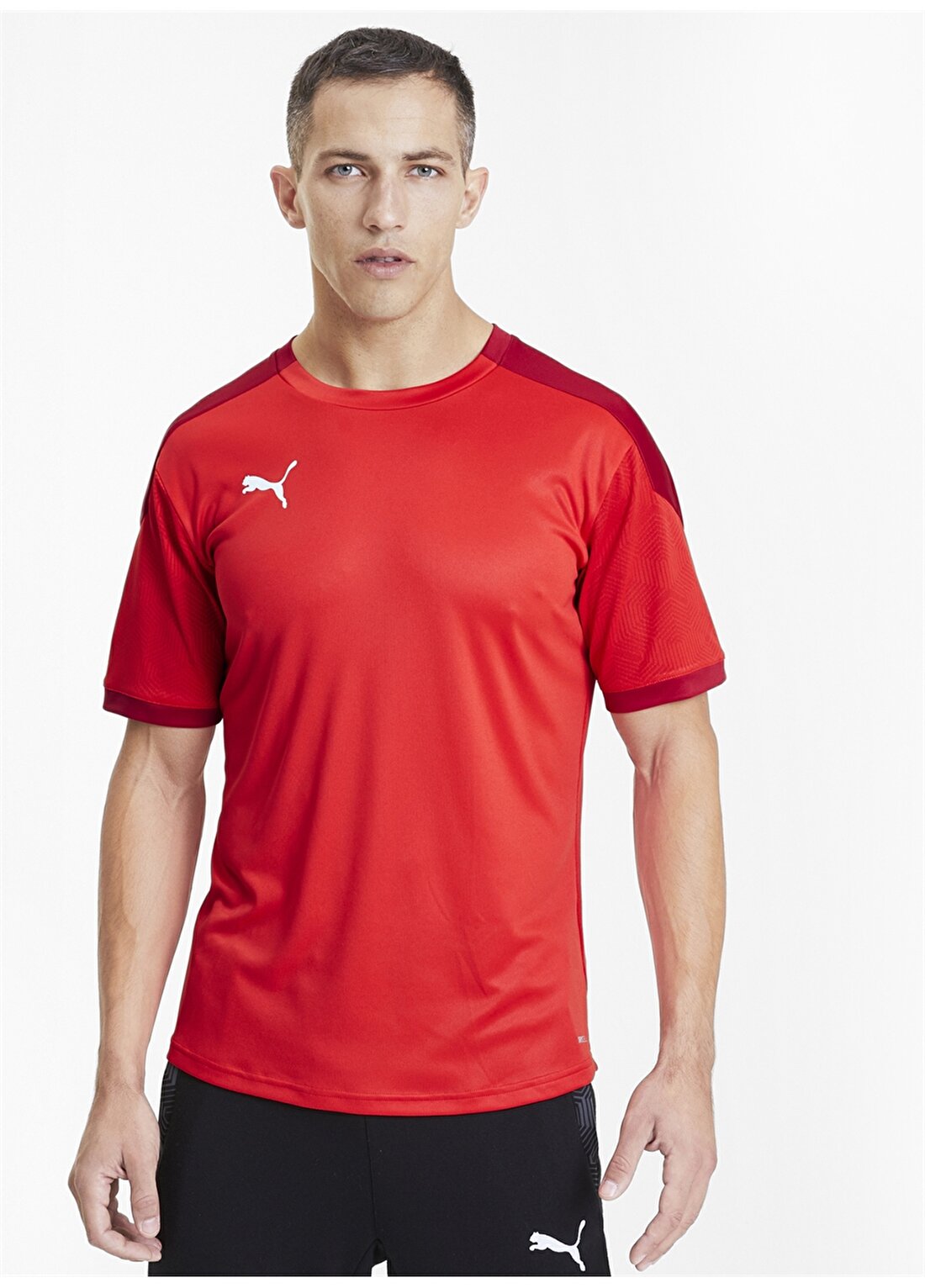 Puma 65648101 Teamfinal21 Trainingjersey O Yaka Normal Kalıp Düz Kırmızı Erkek T-Shirt