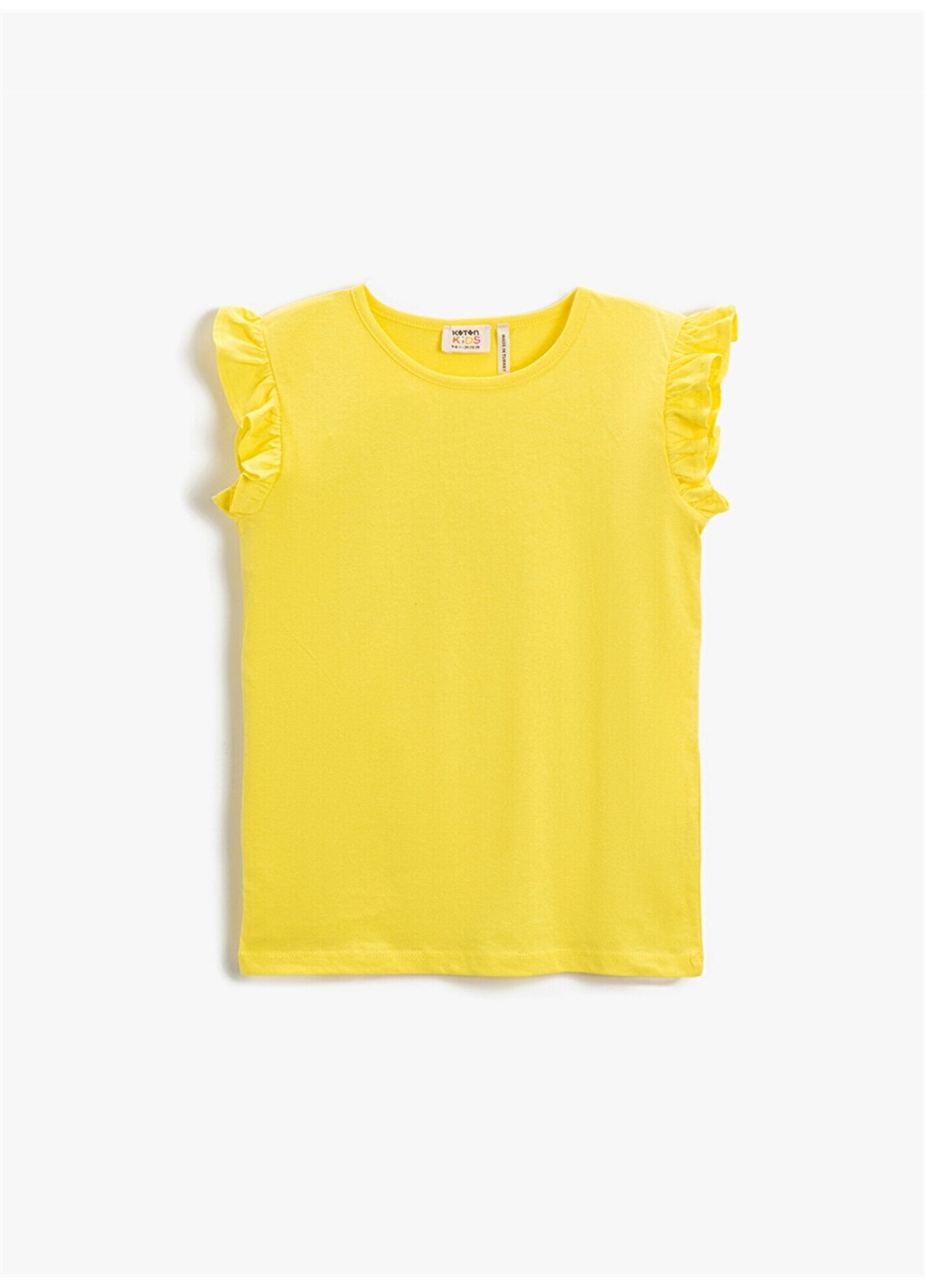 Koton 2Skg10023ak Bisiklet Yaka Normalkalıp Düz Sarı Kız Çocuk T-Shirt