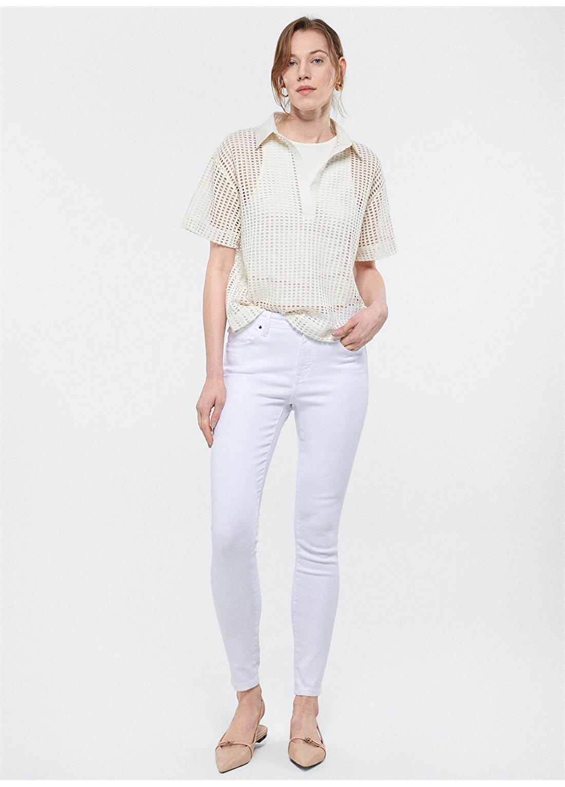 Mavi TESS White Gold Skinny Fit Beyaz Kadın Denim Pantolon M100328-81360