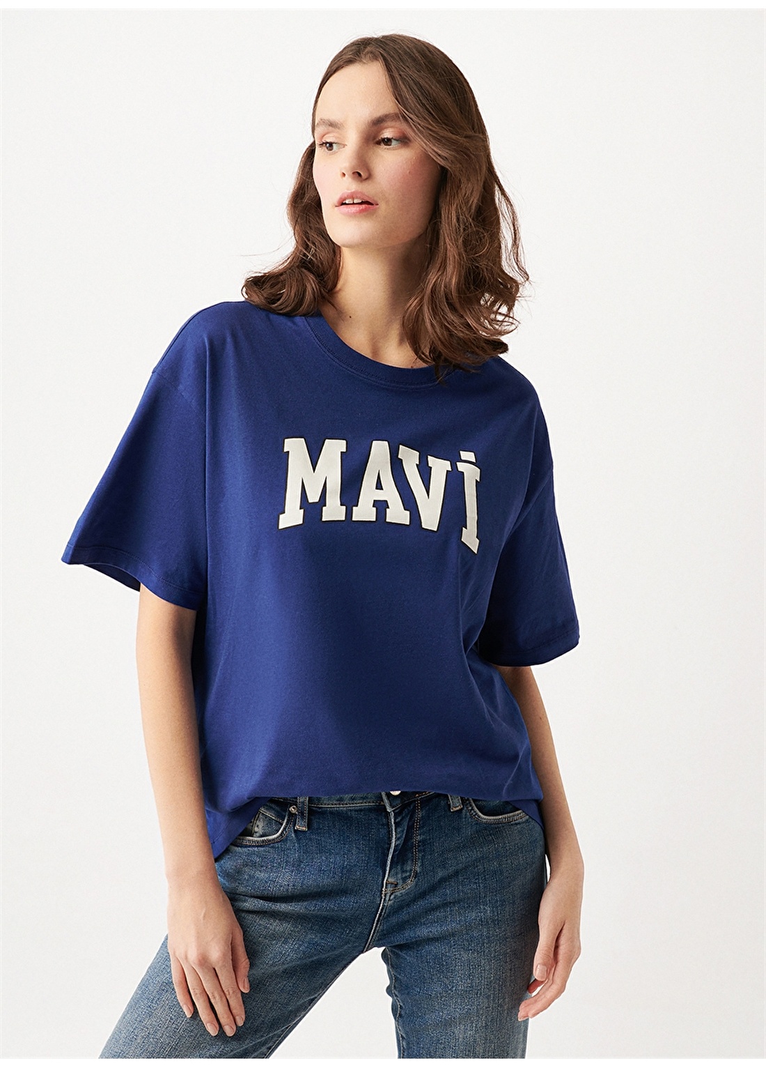 Mavi M1600843-70722 Bisiklet Yaka Normal Kalıp Mavi Kadın T-Shirt