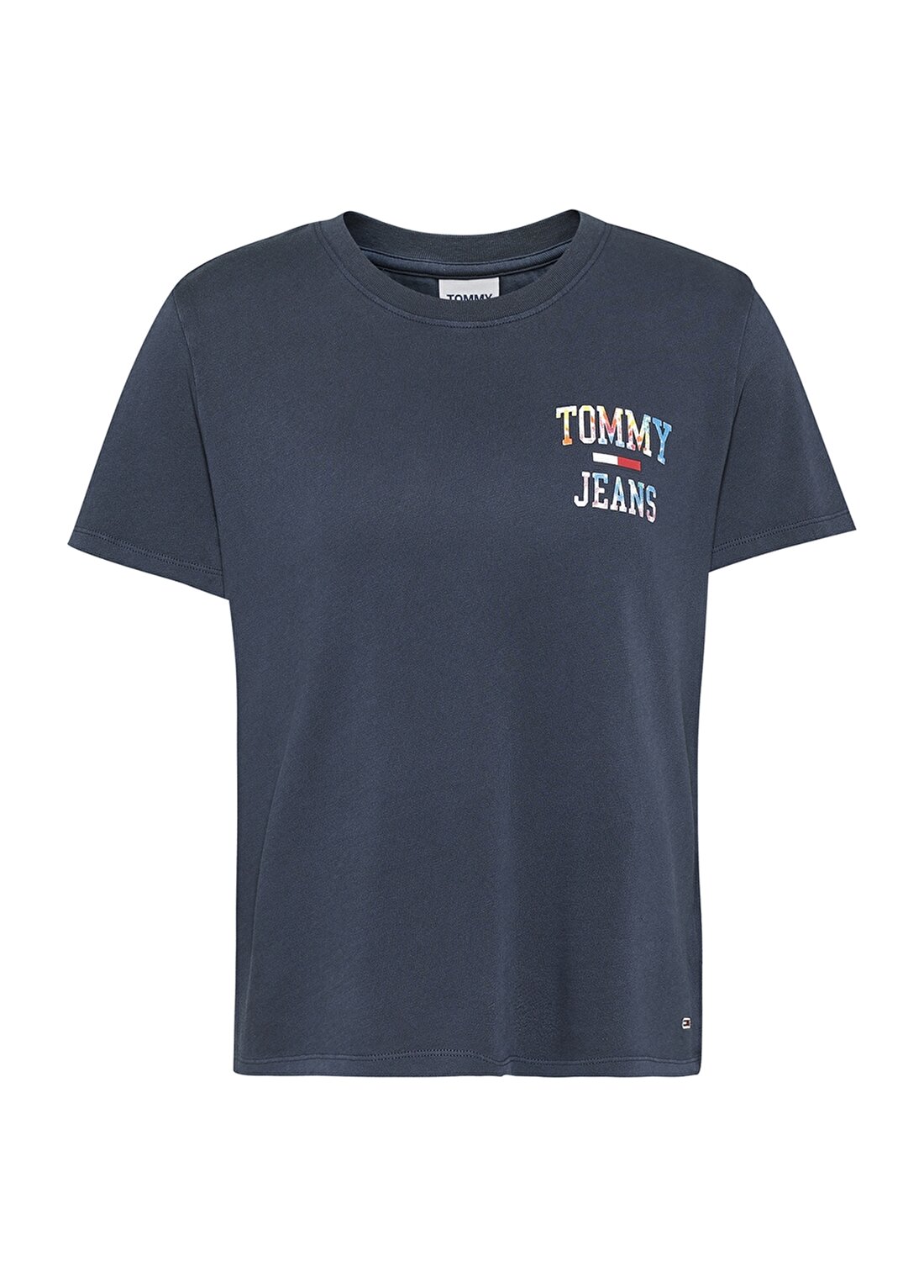 Tommy Jeans DW0DW12039C87 Yuvarlak Yaka Regular Fit Mavi Kadın T-Shirt