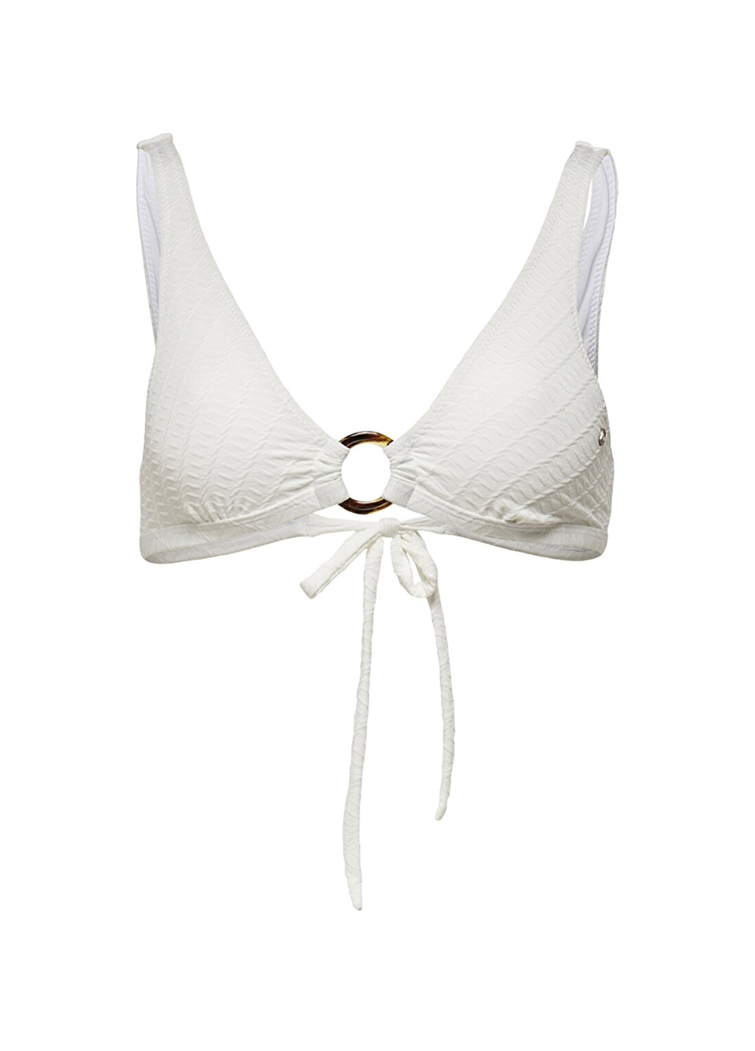Only Onltamara Textured Top Normal Kalıp Desenli Kırık Beyaz Kadın Bikini Üst