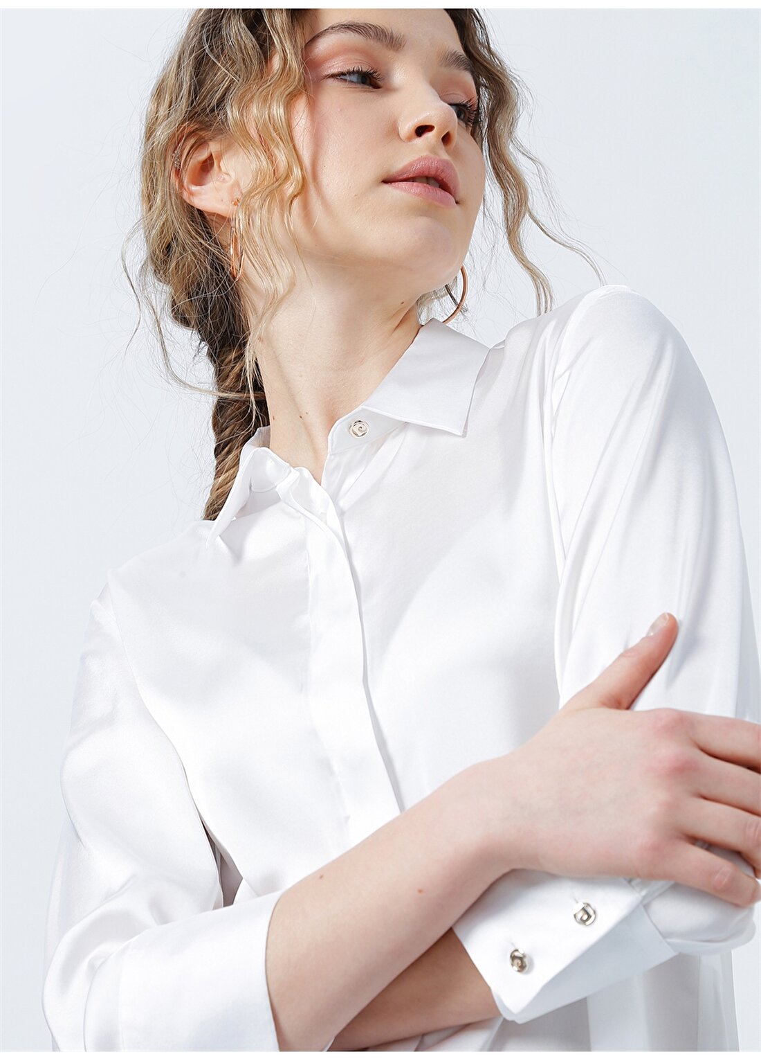 Pierre Cardin Tessa Klasik Yaka Comfort Fit Düz Beyaz Kadın Gömlek