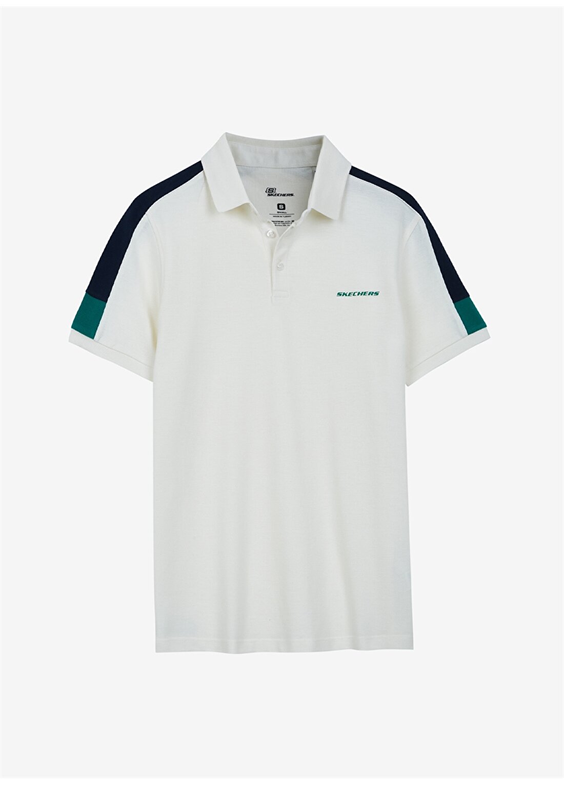 Skechers Düz Kırık Beyaz Erkek Polo T-Shirt S221047-102 Colorblock Polo T-Shirt