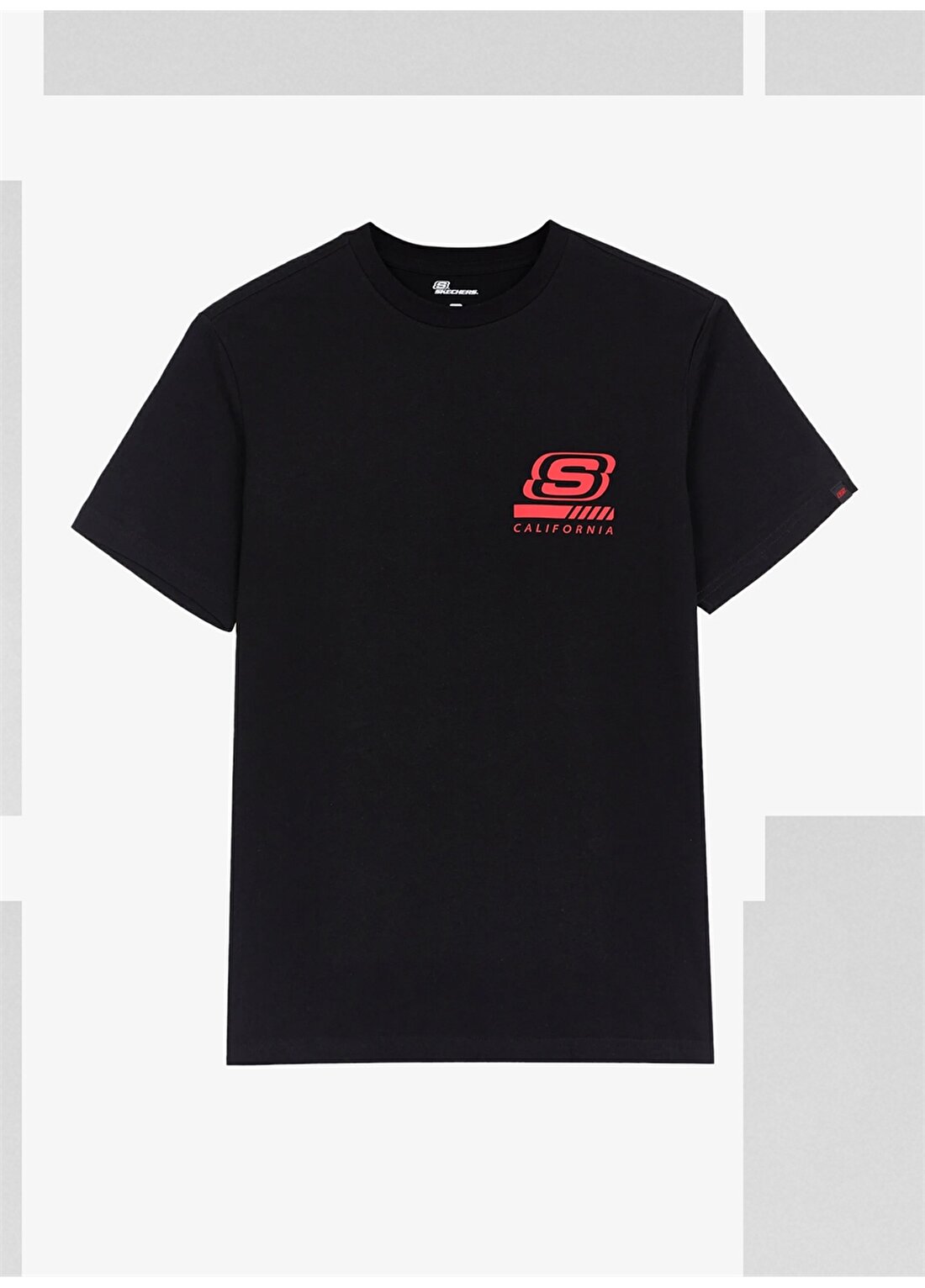 Skechers Bisiklet Yaka Siyah Erkek T-Shirt - S212938-001 M Chest Logo