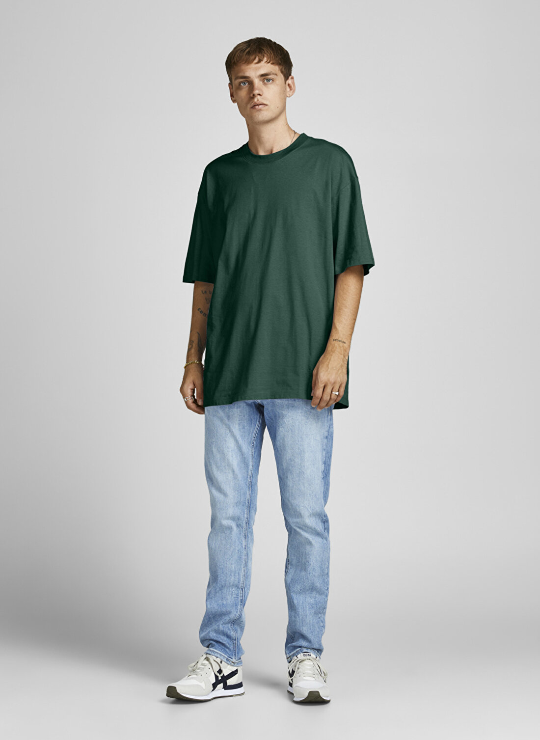 Jack & Jones 12185628_Jorbrink Tee Ss Crew Neck Bisiklet Yaka  Box Fit Baskılı Koyu Yeşil Erkek T-Shirt