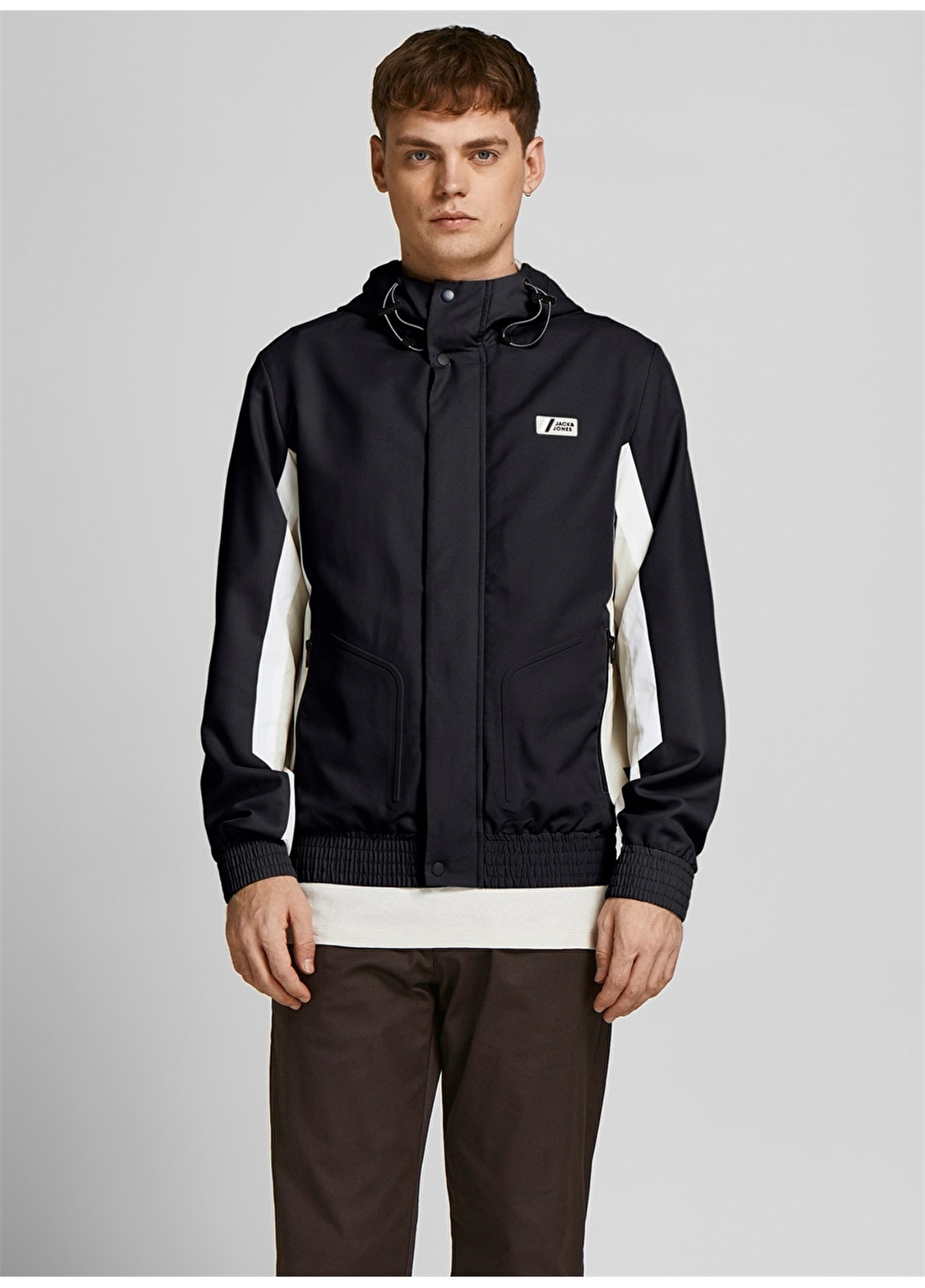 Jack & Jones 12205621_Jcojakob Light Jacket Düz Yaka Normal Kalıp Siyah Erkek Mont