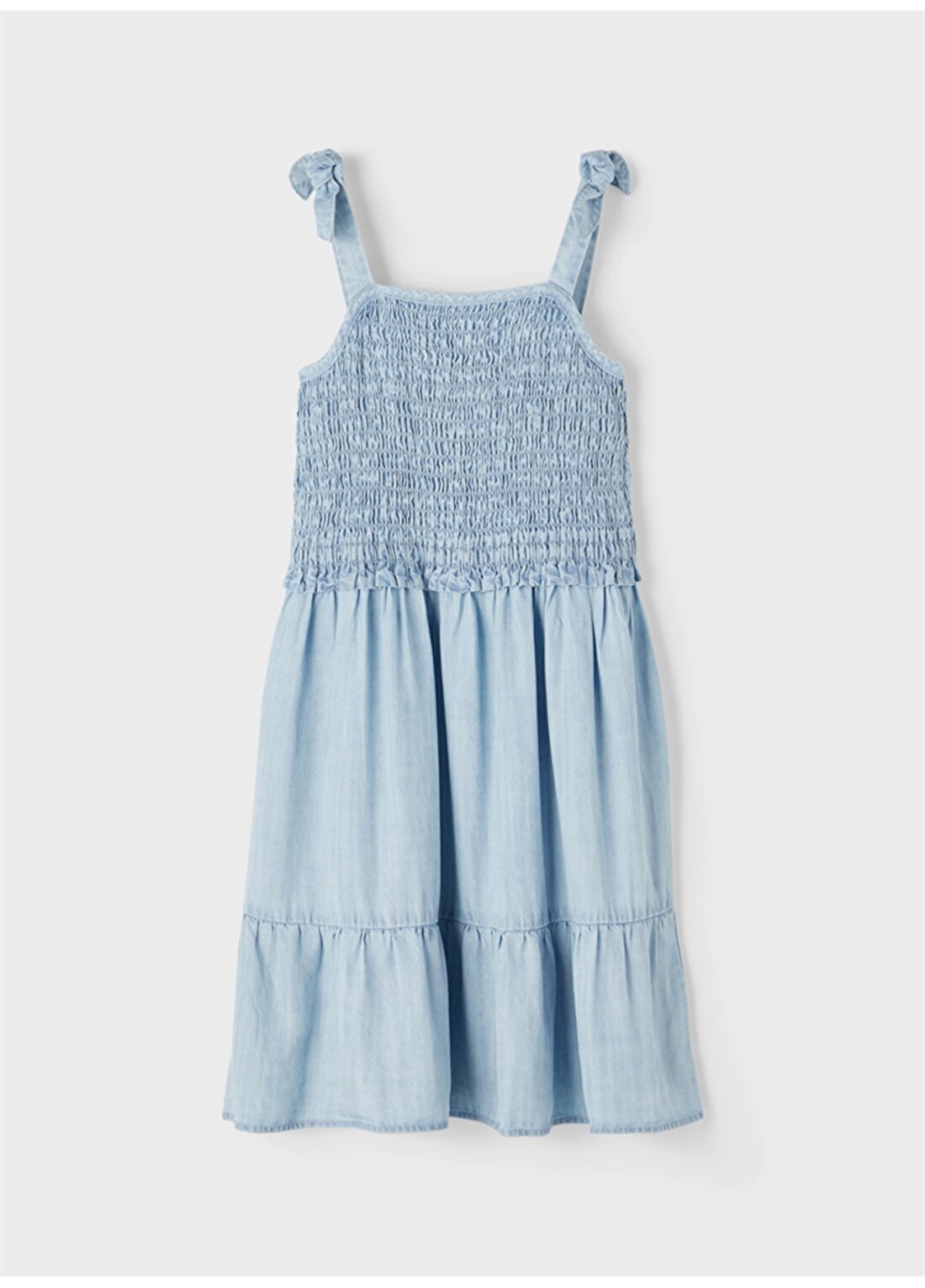 Name İt Düz Açık Mavi Kız Çocuk Elbise 13202538