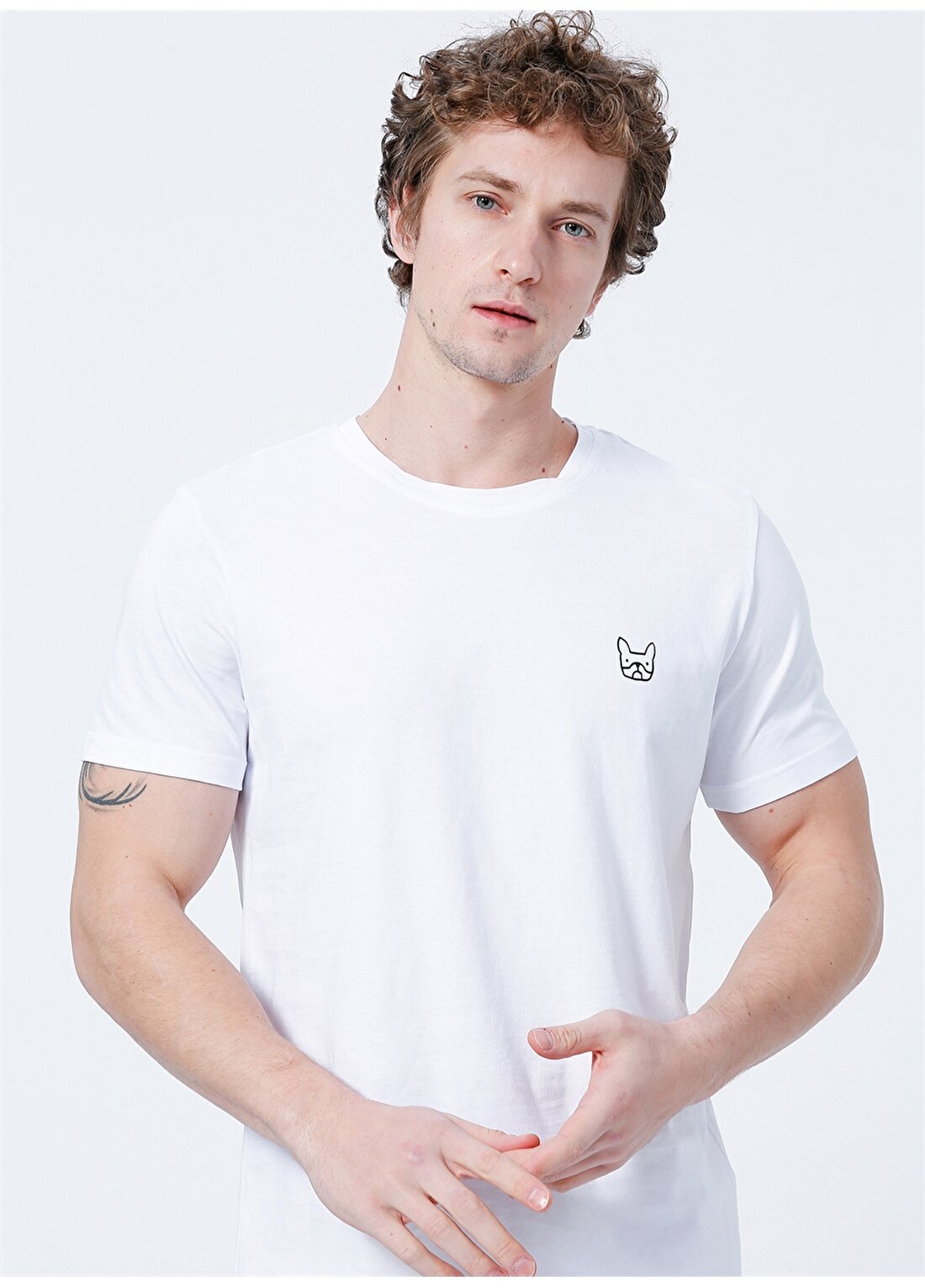 Jack & Jones 12219470_Jcodenimprint Tee Bisiklet Yaka Standart Kalıp Baskılı Beyaz Erkek T-Shirt