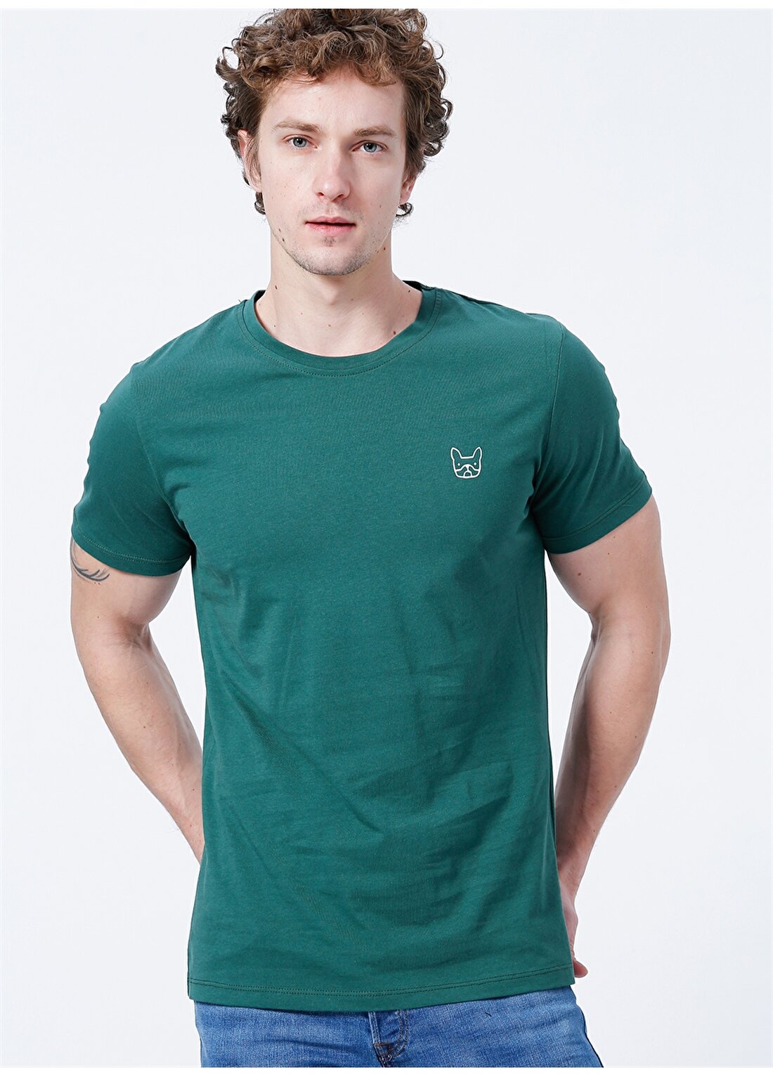 Jack & Jones 12219470_Jcodenimprint Tee Bisiklet Yaka Standart Kalıp Baskılı Koyu Yeşil Erkek T-Shirt