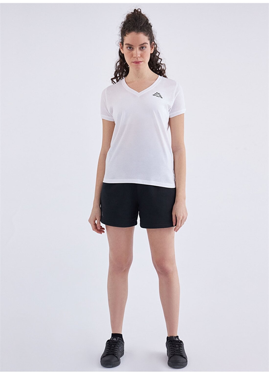Kappa 361D5uw001 W Logo Cabou Bisiklet Yaka Regular Fit Düz Beyaz Kadın T-Shirt